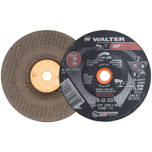 Walter Surface Technologies HP™ High Performance Grinding Wheel, Type 28S Spin-On, 7" Diameter, 5/8"-11 Arbor, Grade A-24-HPS - 08B706