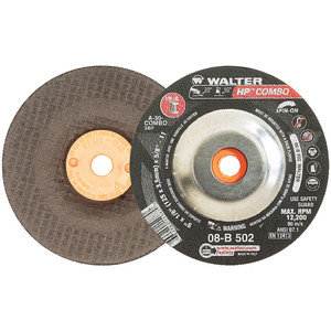 Walter Surface Technologies HP COMBO™ Depressed Center Combination Grinding Wheel, Type 27S Spin-On, 5" Diameter, 5/8"-11 Arbor, Grade A-30-COMBO - 08B502