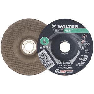 Walter Surface Technologies ALU™ Grinding Wheel for Aluminum & Non-Ferrous Metals, 5" Diameter, 1/8" Thickness, 7/8" Arbor - 08L502