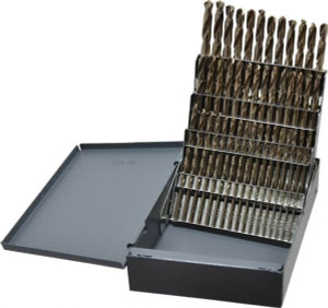 Chicago-Latrobe 135° Point, Gold Finish, Cobalt Screw Machine Length Drill Bit Set 60 Piece, Split Point, Straight Shank, Series 559 69854 - 81109589