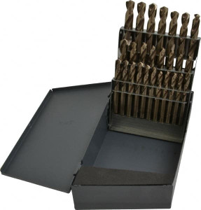 Chicago-Latrobe 135° Point, Gold Finish, Cobalt Screw Machine Length Drill Bit Set 26 Piece, Split Point, Straight Shank, Series 559 69855 - 81109563