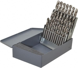 Cleveland Twist Drill 118° Point, Bright Finish, High Speed Steel Screw Machine Length Drill Bit Set 26 Piece, Standard Point, Straight Shank, Series 2120 C01332 - 63789218