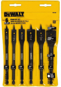 DeWALT 3/8 to 1", 0° Point, Bright Finish, Carbon Steel Spade Drill Bit Set 6 Piece, Standard Point, Straight Shank, 1/4" Shank Diam DW1587 - 85588739
