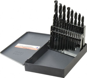 Hertel 1/16 to 3/8", 135° Point, Oxide Finish, High Speed Steel Jobber Length Drill Bit Set 21 Piece, Standard Point, Straight Shank 66693656 - 66693656