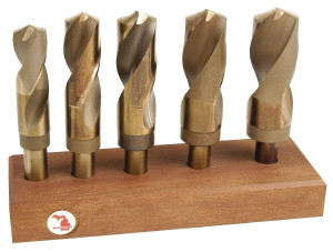 Hertel 1 to 2", 118° Point, Bright Finish, Cobalt Reduced Shank Drill Bit Set 5 Piece, Standard Point, Reduced Shank, 6" OAL, 3/4" Shank Diam 306E - 07574924
