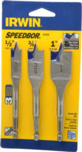 IRWIN 1/2 to 1", Bright Finish, Carbon Steel Spade Drill Bit Set 3 Piece, Standard Point, Hex Shank, (3) 4-3/4" OAL 87950 - 05528724