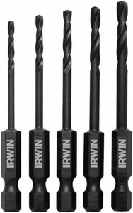 IRWIN 3/32 to 5/32", Oxide Finish, High Speed Steel Hex Shank Drill Bit Set 5 Piece, 2-5/8, 2-11/16, 2-3/4, 2-7/8, 3-1/8" OAL, Series Turbomax 1881276 - 57712671