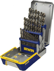 IRWIN 1/16 to 1/2", 135° Point, Bright Finish, Cobalt Jobber Length Drill Bit Set 29 Piece, Split Point, Straight Shank 3018002B - 52359007