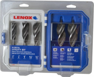 Lenox 3/4 to 1-1/4", Bright Finish, Bi-Metal Auger Drill Bit Set 5 Piece, Standard Point, Straight Shank, (5) 6" OAL, (5) 3/8" Shank Diam 10955500K - 71028807