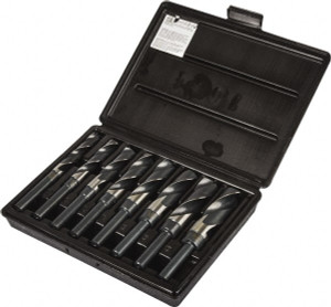 Precision Twist Drill 9/16 to 1", 118° Point, Oxide Finish, High Speed Steel Reduced Shank Drill Bit Set 8 Piece, Standard Point, 1/2" Shank Diam, Series R56 090556 - 78579315