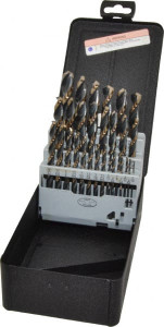Triumph Twist Drill 1/16 to 1/2", 135° Point, Bronze/Black Oxide Finish, High Speed Steel Reduced Shank Drill Bit Set 29 Piece, Split Point, Reduced Shank, 3/8" Shank Diam, Series T829HD 099101 - 00649624