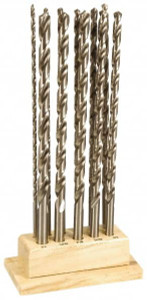 Value Collection 3/16 to 3/4", 118° Point, Oxide Finish, High Speed Steel Aircraft Extension Length Drill Bit Set 10 Piece, Standard Point, Straight Shank, 12" OAL 01435148 - 01435148