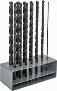 Value Collection 1/8 to 1/2", 118° Point, Oxide Finish, High Speed Steel Aircraft Extension Length Drill Bit Set 13 Piece, Standard Point, Straight Shank, 10" OAL, Series 434 63323687 - 63323687