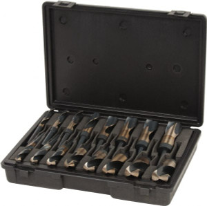 Value Collection 9/16 to 1-1/2", 135° Point, Black & Gold Finish, Cobalt Reduced Shank Drill Bit Set 16 Piece, Standard Point, Series 301 301-1004 - 63155592