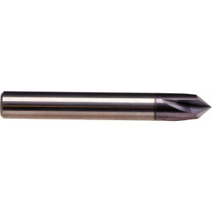 EMUGE-FRANKEN 3/8" Diam 90° 4-Flute Single End Solid Carbide Chamfer Mill TiAlN Finish, 3" OAL, 3/8" Shank Diam 1715A.090375 - 46131215