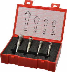 KEO 4 Piece, 5/16 to 5/8" Head Diam, 90° Included Angle, Single End Countersink Set 1-5/8 to 2-1/8" OAL, 1/4 to 3/8" Shank Diam, Cobalt 53528 - 45117629