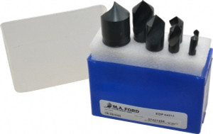M.A. Ford 7 Piece, 3/16 to 1" Head Diam, 90° Included Angle, Single End Countersink Set 1 Flute, High Speed Steel 64100073 - 07421498