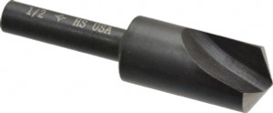 Cleveland Twist Drill 1/2" Head Diam, 1/4" Shank Diam, 1 Flute 120° High Speed Steel Countersink Oxide Finish, 1-27/32" OAL, Single End, Straight Shank, Right Hand Cut C46118 - 63778328
