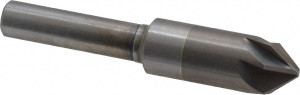 M.A. Ford 3/8" Head Diam, 1/4" Shank Diam, 6 Flute 82° Solid Carbide Countersink Bright Finish, 2" OAL, 0.09" Nose Diam, Single End, Straight Shank, Right Hand Cut 78037502 - 72071244