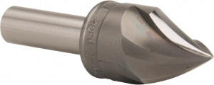M.A. Ford 1" Head Diam, 1/2" Shank Diam, 3 Flute 60° High Speed Steel Countersink Bright Finish, 3-1/4" OAL, 0.3" Nose Diam, Single End, Straight Shank, Right Hand Cut 92100001 - 01053727