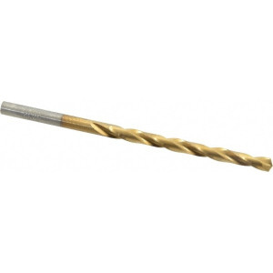 Chicago-Latrobe 5/32" 135° High Speed Steel Jobber Drill TiN Finish, Right Hand Cut, Spiral Flute, Straight Shank, 3-1/8" OAL, Split Point 41610 - 03060688