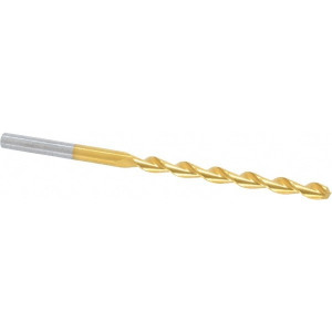 Chicago-Latrobe 5/32" 135° High Speed Steel Jobber Drill TiN Finish, Right Hand Cut, Parabolic Flute, Straight Shank, 3-1/8" OAL, Split Point 53903 - 80902109