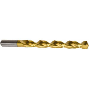 Precision Twist Drill 0.3346" 135° High Speed Steel Jobber Drill TiN Finish, Right Hand Cut, Parabolic Flute, Straight Shank, 4-19/32" OAL, Split Point 019885 - 78528320