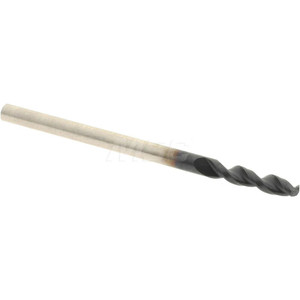 Accupro 0.0965" 130° Parabolic Flute Cobalt Screw Machine Drill Bit TiAlN Finish, Right Hand Cut, 0.551" Flute Length, 1.693" OAL, Split Point, Straight Shank 1630245A-AC - 01348325