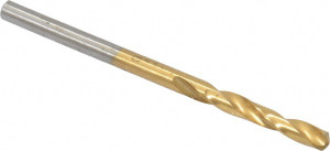 Chicago-Latrobe #35 135° Spiral Flute High Speed Steel Screw Machine Drill Bit TiN Finish, Right Hand Cut, 7/8" Flute Length, 1-7/8" OAL, Split Point, Straight Shank 48405 - 76128792