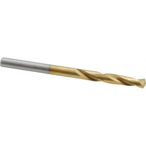 Chicago-Latrobe #27 135° Spiral Flute High Speed Steel Screw Machine Drill Bit TiN Finish, Right Hand Cut, 1" Flute Length, 2-1/16" OAL, Split Point, Straight Shank 48397 - 76128719
