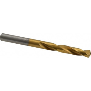 Chicago-Latrobe #9 135° Spiral Flute High Speed Steel Screw Machine Drill Bit TiN Finish, Right Hand Cut, 1-3/16" Flute Length, 2-1/4" OAL, Split Point, Straight Shank 48379 - 06131924