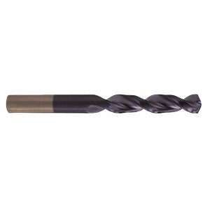 Cleveland Twist Drill #10 135° Parabolic Flute Cobalt Screw Machine Drill Bit TiAlN Finish, Right Hand Cut, 1-3/16" Flute Length, 2-1/4" OAL, Split Point, Straight Shank C15100 - 75907055