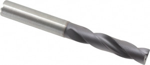 Kennametal 3/8" 180° Spiral Flute Solid Carbide Screw Machine Drill Bit TiAlN Finish, Right Hand Cut, 47mm Flute Length, 89mm OAL, Flat-Bottom Point, Straight Shank, Through Coolant 3505140 - 80381601