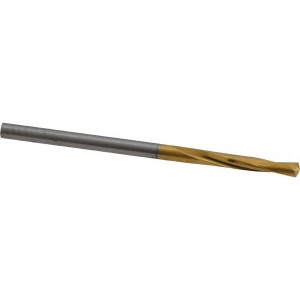 M.A. Ford 3/32" 135° Spiral Flute Solid Carbide Screw Machine Drill Bit TiN Finish, Right Hand Cut, 3/4" Flute Length, 1-3/4" OAL, Split Point, Straight Shank 20509380T - 00657494
