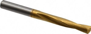 M.A. Ford 6.49986mm 135° Spiral Flute Solid Carbide Screw Machine Drill Bit TiN Finish, Right Hand Cut, 36.5mm Flute Length, 67mm OAL, Split Point, Straight Shank 20525590T - 00657965