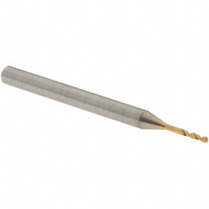 OSG #64 150° Spiral Flute Vanadium High Speed Steel Screw Machine Drill Bit TiN Finish, Right Hand Cut, 5.5mm Flute Length, 38mm OAL, Faceted Point, Straight Shank 8595091 - 00132373
