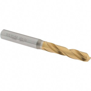 OSG 21/64" 130° Spiral Flute Cobalt Screw Machine Drill Bit TiN Finish, Right Hand Cut, 1-11/16" Flute Length, 3-1/2" OAL, Standard Point, Straight Shank 10328105 - 64183676