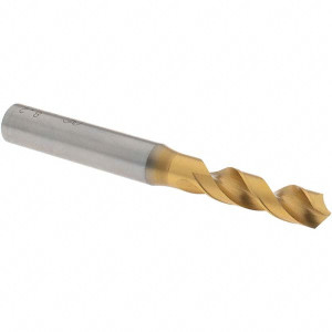 OSG 0.3228" 120° Spiral Flute Vanadium High Speed Steel Screw Machine Drill Bit TiN Finish, Right Hand Cut, 37mm Flute Length, 87mm OAL, Faceted Point, Straight Shank 61582 - 00131078