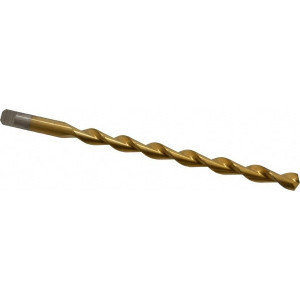 Chicago-Latrobe 3/8" 135° Parabolic Flute High Speed Steel Taper Length Drill Bit TiN Finish, 5-3/8" Flute Length, 6-3/4" OAL, Split Point, Tanged Shank, Series 120DHT 55256 - 80908247