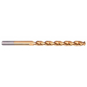 Chicago-Latrobe 33/64" 135° Parabolic Flute High Speed Steel Taper Length Drill Bit TiN Finish, 6" Flute Length, 8" OAL, Split Point, Tanged Shank, Series 120DHT 55265 - 80908338