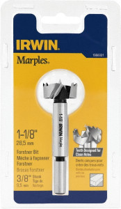 IRWIN 1-1/8" Uncoated Carbon Steel Forstner Drill Bit 3/8" Shank Diam, Straight Shank 1966931-HS - 37831831