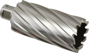 Hougen 1-11/16" Diam x 3" Deep High Speed Steel Annular Cutter Bright Finish, 3/4" Shank Diam, Weldon Flat Shank, 2 Flats on Shank 3-12254 - 03341765