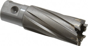 Nitto Kohki 7/8" Diam x 1-3/8" Deep Carbide-Tipped Annular Cutter Bright Finish, 3/4" Shank Diam, 2 Flats on Shank TK00520-0 - 00018275