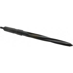 Cleveland Twist Drill 13/16" Reamer Diam, 35/64" Small End Diam, 3MT Morse Taper Shank, 7-3/8" Flute, Bridge Reamer Spiral Flute, 12" Long, Right Hand Cut, Left Hand Spiral, 4 Flutes, High Speed Steel C23818 - 63719876
