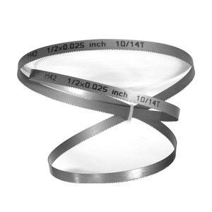Hertel Welded Band Saw Blades, Blade Length (Feet): 7' 9, Blade Width (Inch): 1/2in, Teeth Per Inch: 10-14, Blade Material: Bi-Metal, Tooth Material: M42 High Speed Steel, Tooth Form: Straight 96109 - 02468973