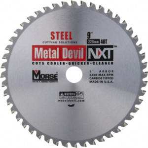 M.K. MORSE Wet & Dry Cut Saw Blade: 9" Dia, 1" Arbor Hole, 0.079" Kerf Width, 48 Teeth Solid Carbide Teeth, Use on Steel, Round Arbor 102735 - 19703453