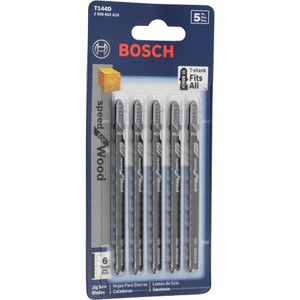 Bosch Jigsaw Blade: High Carbon Steel, 6 TPI, 0.07" Blade Thickness, 0.28" Blade Width T-Shank, Toothed Cutting Edge T101DP - 00585802