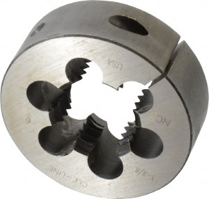 Cle-Line Round Die: 1-3/8-6, 3" OD, Carbon Steel Adjustable, Right Hand Thread, Series 0610 C65441 - 53425146