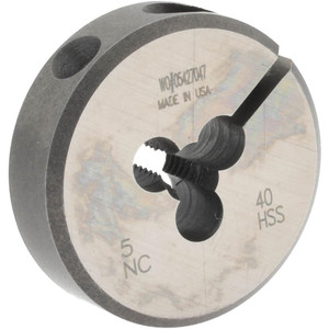 Made in USA Round Die: #5-40, High Speed Steel Adjustable, Right Hand Thread 03690336 - 03690336