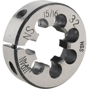Value Collection Round Die: 15/16-32, 2" OD, High Speed Steel Adjustable, Right Hand Thread 315-1336 - 03938925